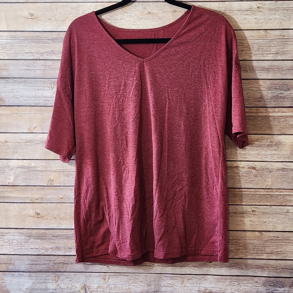 Women's V-Neck Burgundy Top